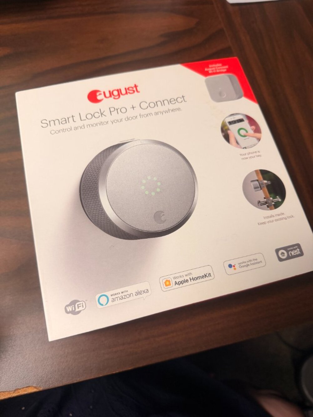 August Smart Lock Pro with Connect Wi-Fi Bridge - Silver (AUGSL03C02S03) Door
